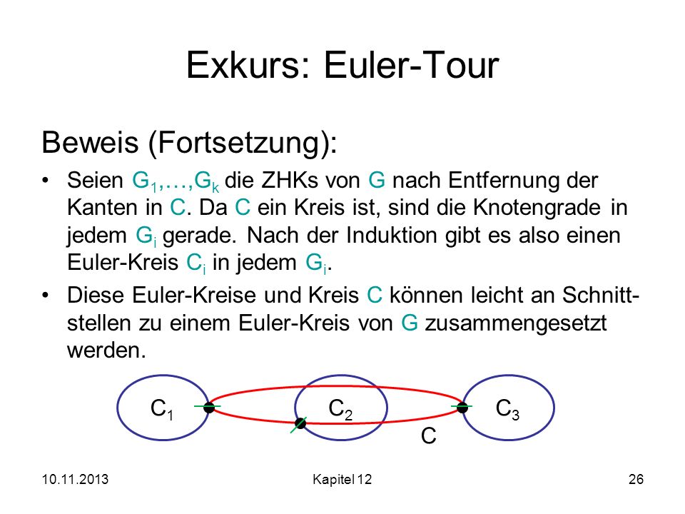 Exkurs: Euler-Tour Beweis (Fortsetzung):