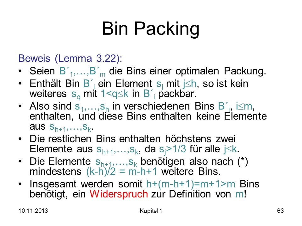 Bin Packing Beweis (Lemma 3.22):