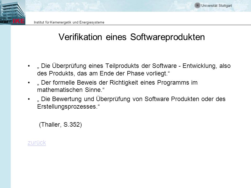 Verifikation eines Softwareprodukten