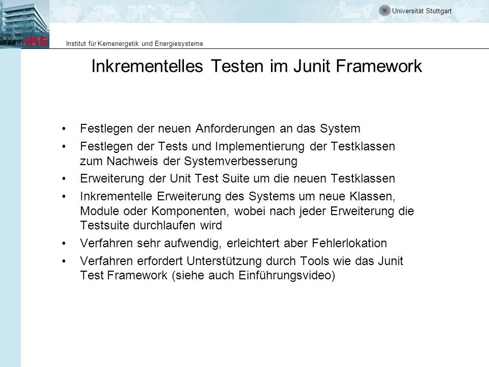 Inkrementelles Testen im Junit Framework