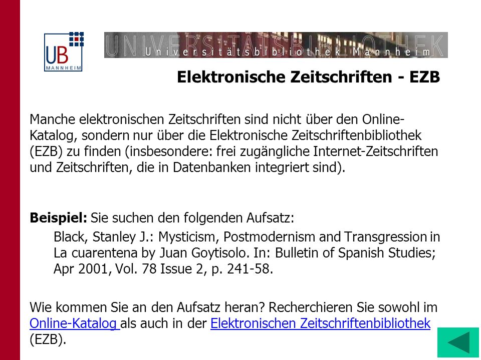 Elektronische Zeitschriften - EZB