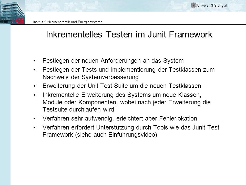 Inkrementelles Testen im Junit Framework