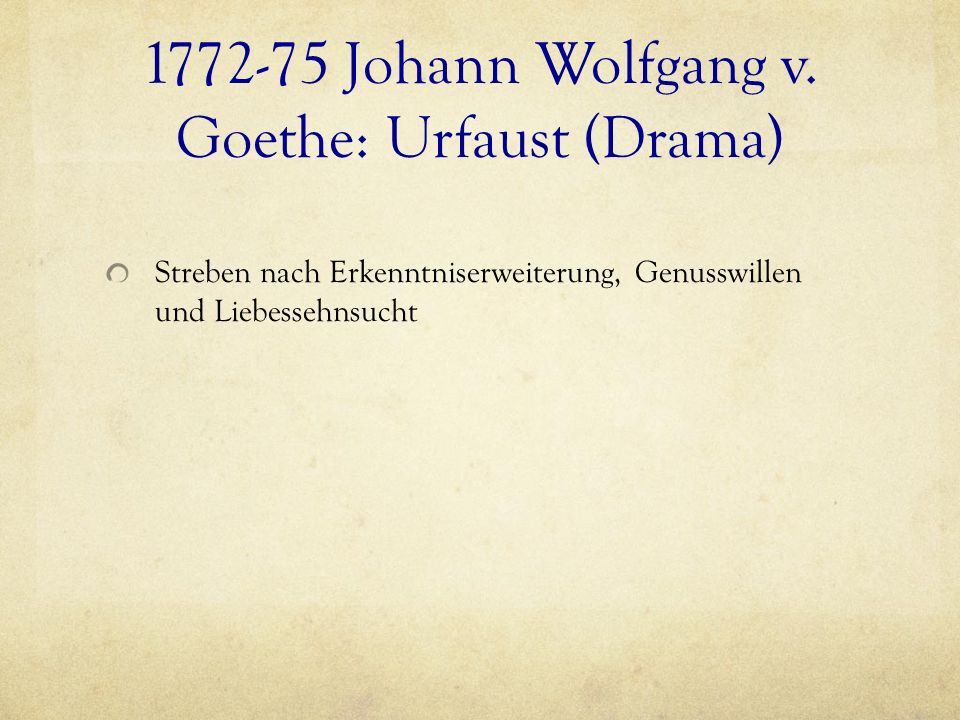 Johann Wolfgang v. Goethe: Urfaust (Drama)