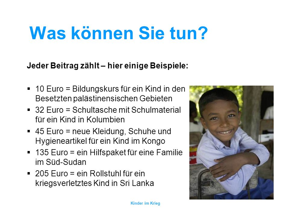 Was können Sie tun Jeder Beitrag zählt – hier einige Beispiele: