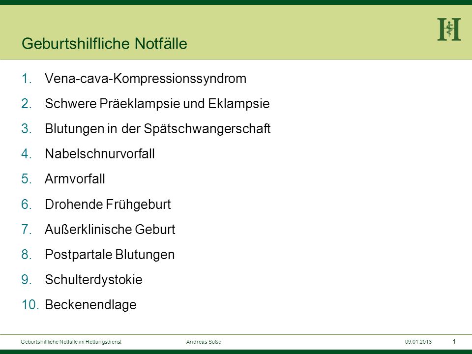 Geburtshilfliche Notfälle