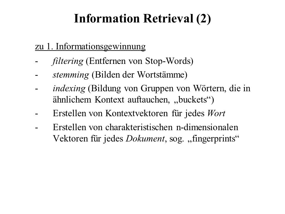 Information Retrieval (2)