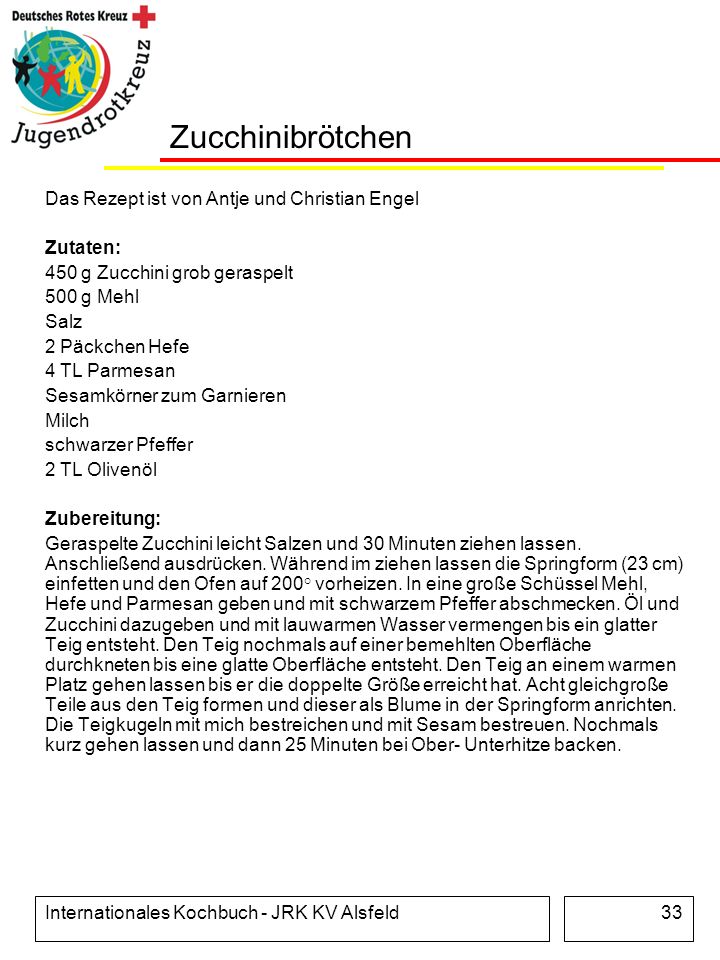 Zucchinibrötchen Das Rezept ist von Antje und Christian Engel Zutaten: