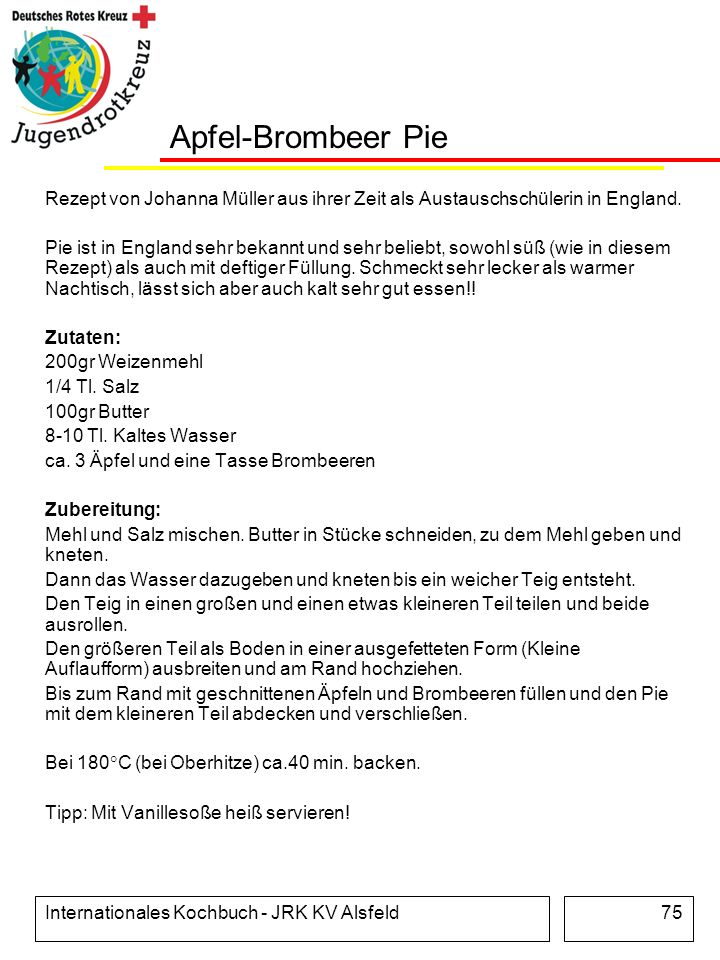 Apfel-Brombeer Pie Rezept von Johanna Müller aus ihrer Zeit als Austauschschülerin in England.