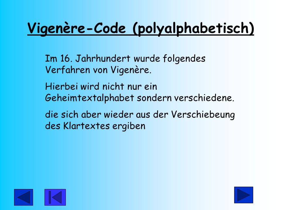 Vigenère-Code (polyalphabetisch)