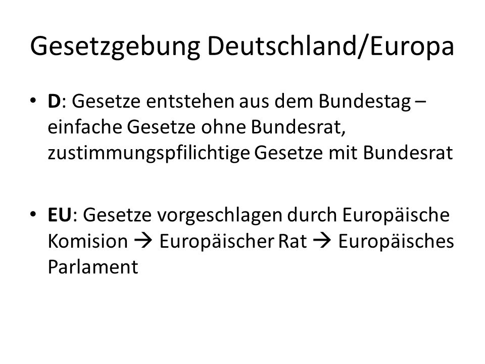 Gesetzgebung Deutschland/Europa