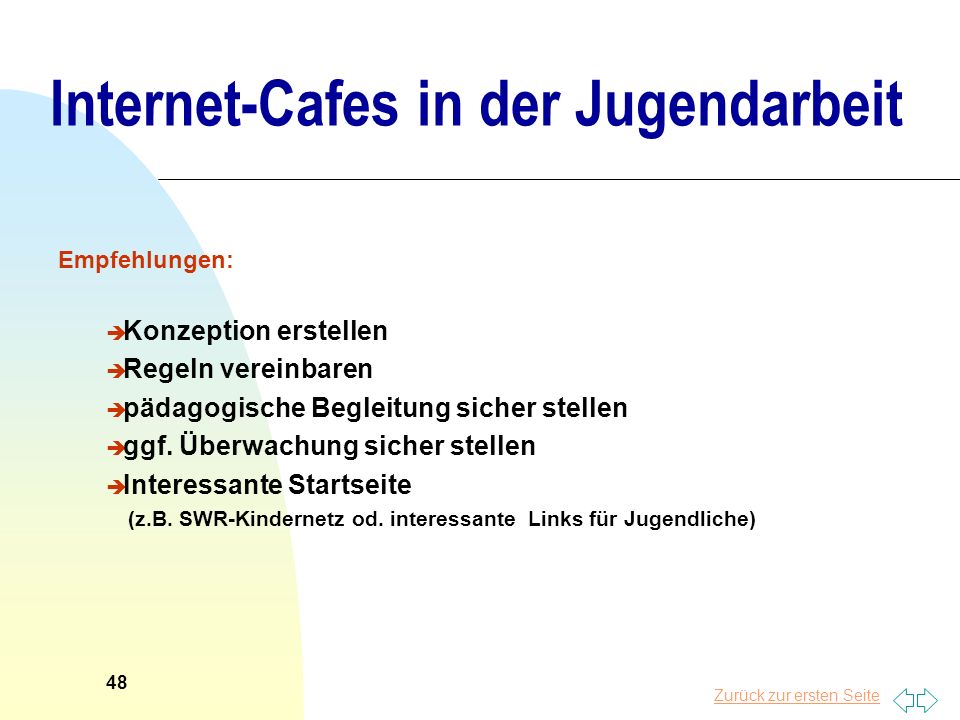 Internet-Cafes in der Jugendarbeit