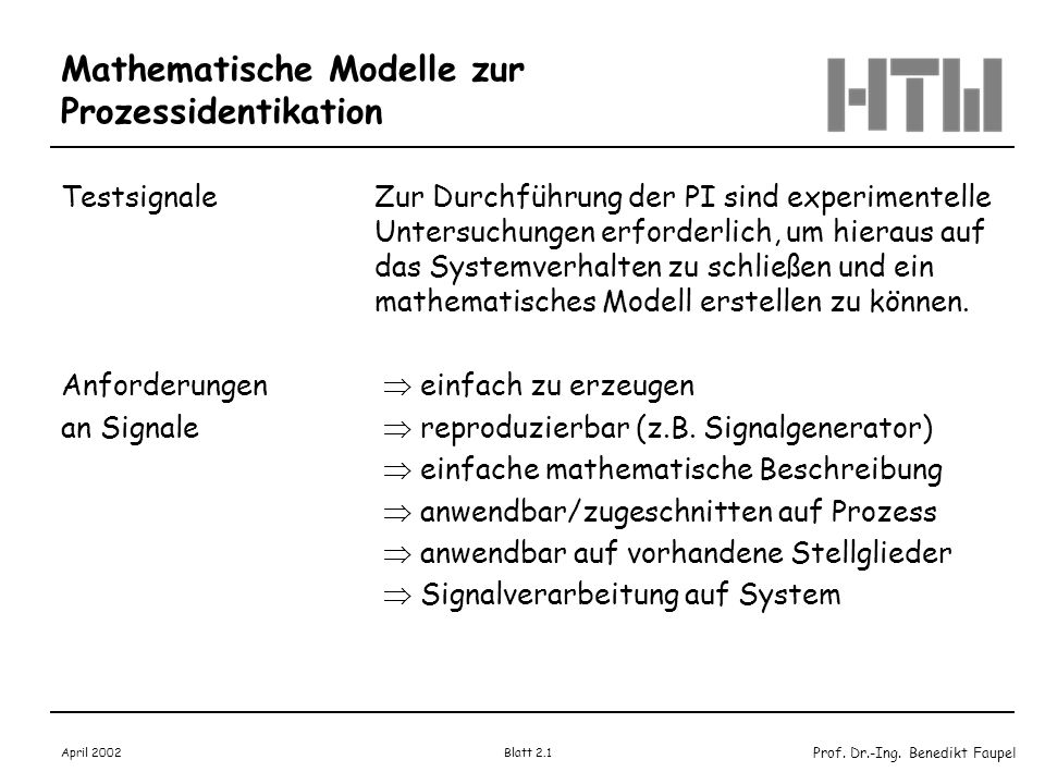 Mathematische Modelle zur Prozessidentikation