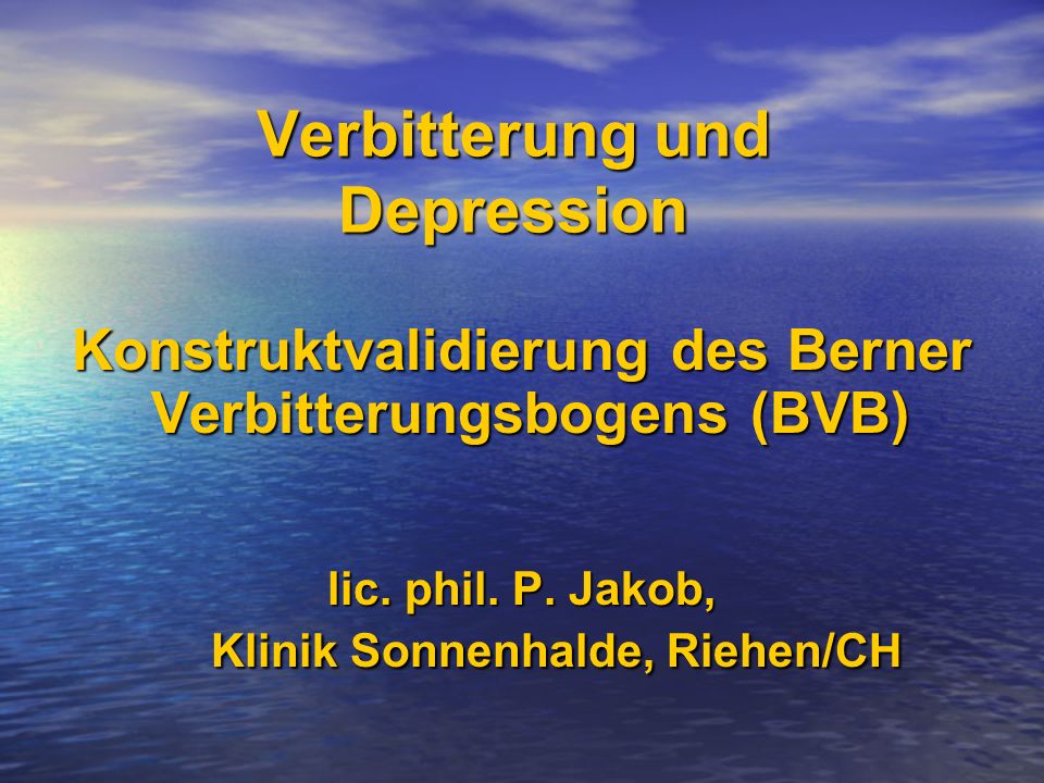 Verbitterung und Depression