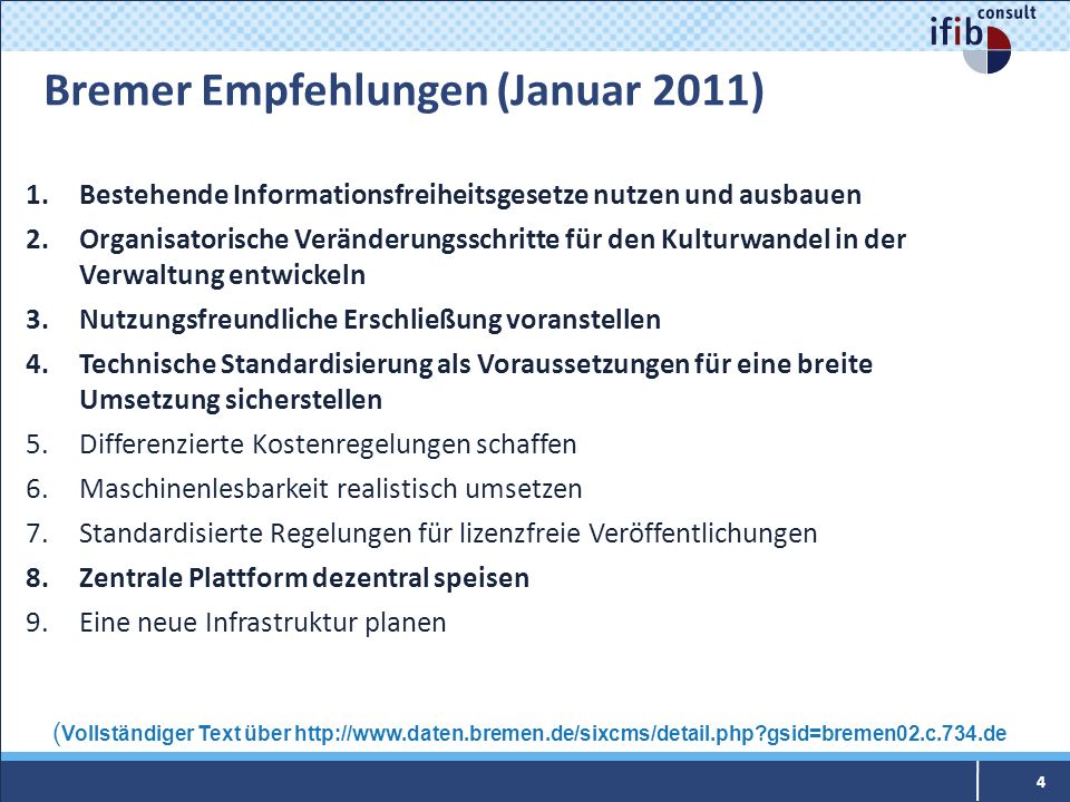 Bremer Empfehlungen (Januar 2011)