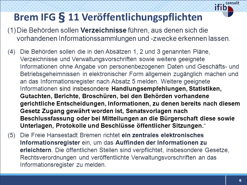 Brem IFG § 11 Veröffentlichungspflichten