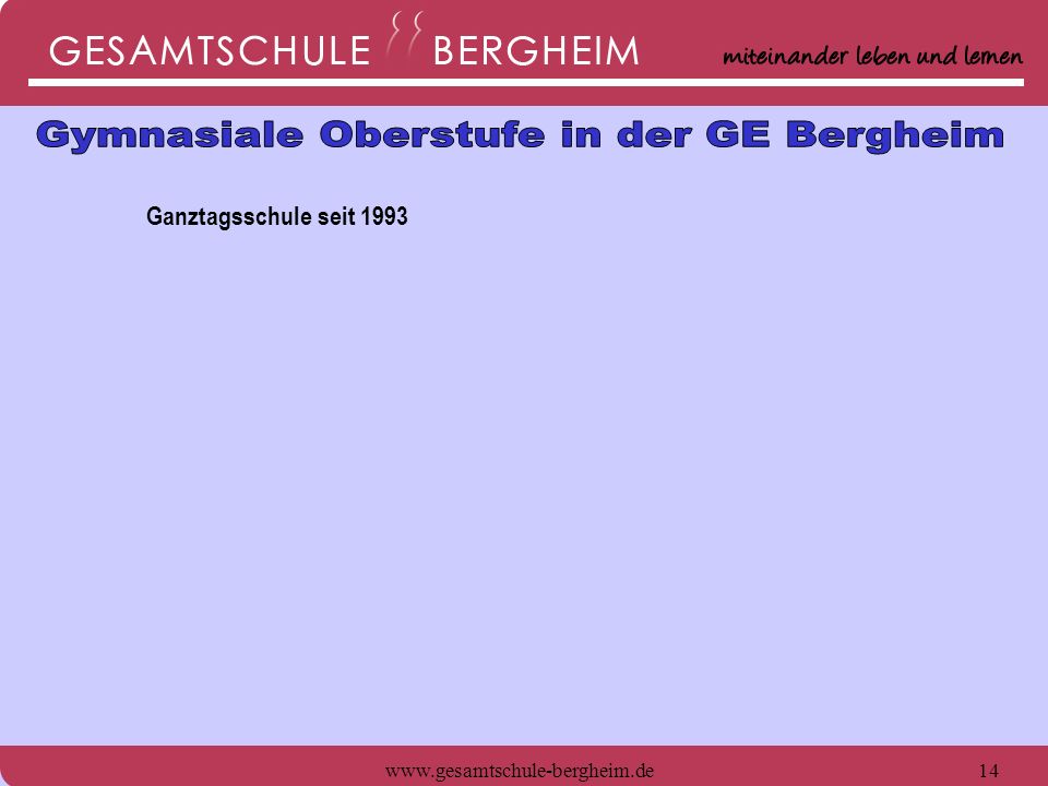 Gymnasiale Oberstufe in der GE Bergheim