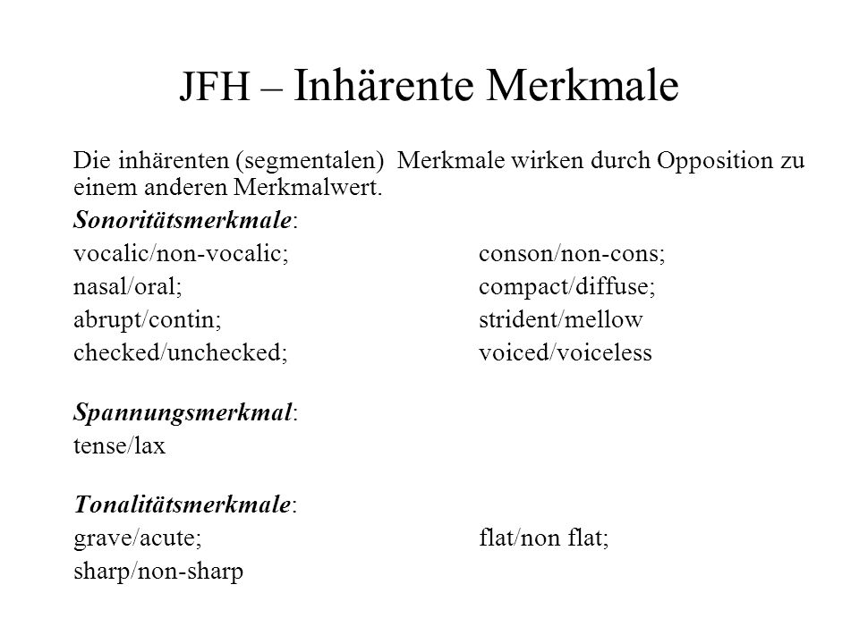 JFH – Inhärente Merkmale