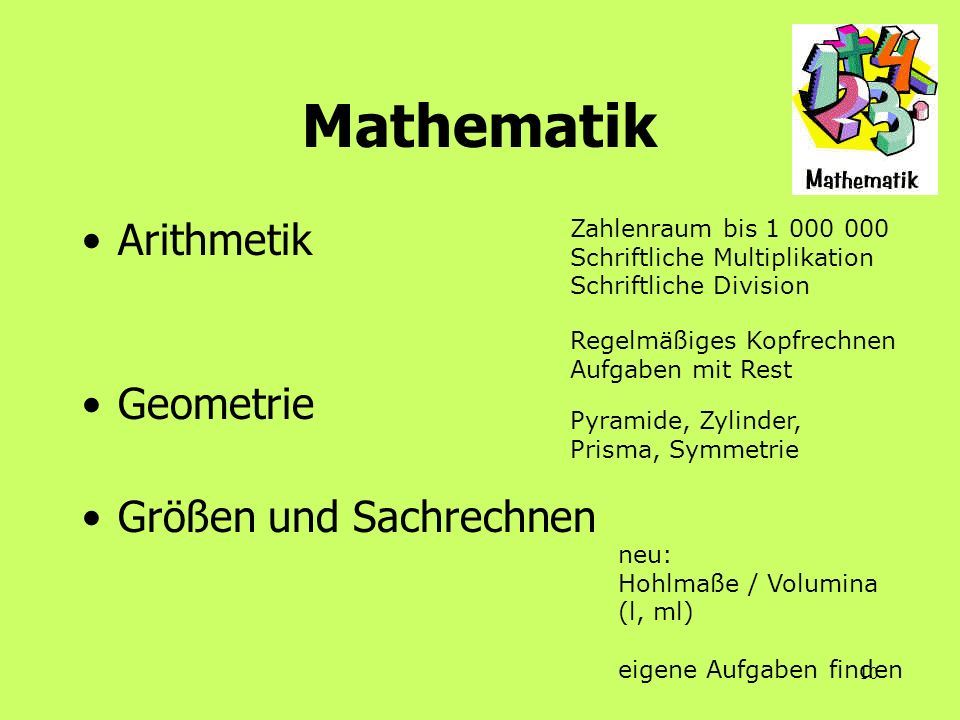 Mathematik Arithmetik Geometrie Größen und Sachrechnen