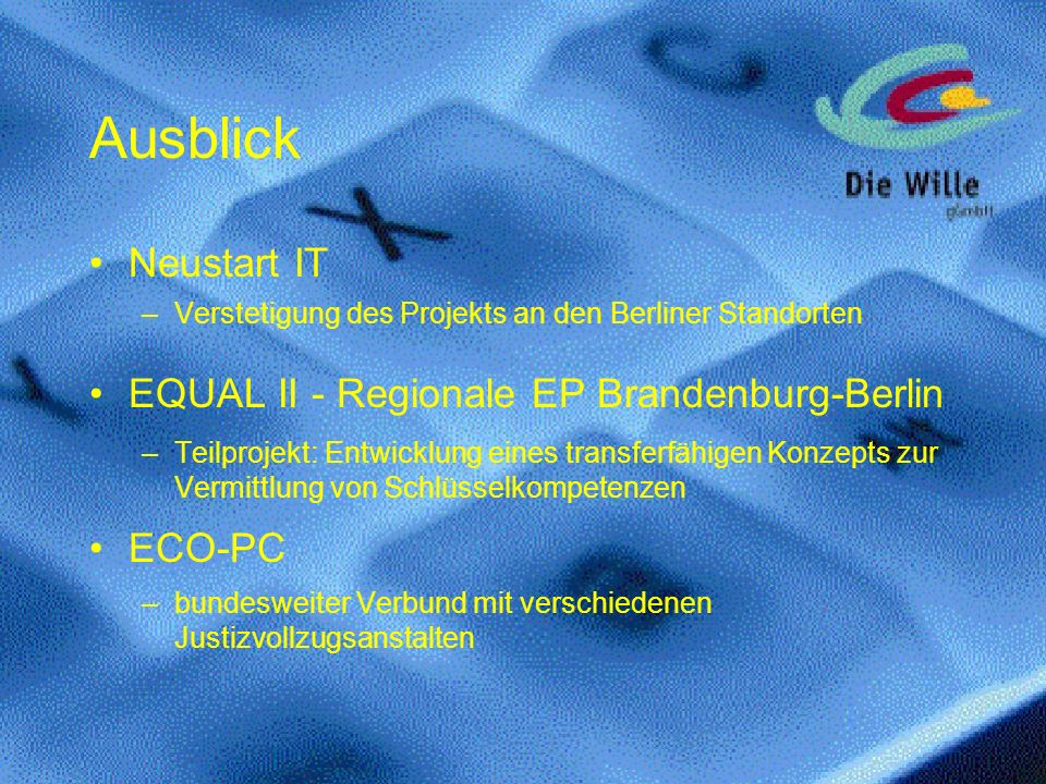 Ausblick Neustart IT EQUAL II - Regionale EP Brandenburg-Berlin ECO-PC