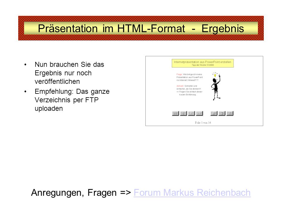 Präsentation im HTML-Format - Ergebnis