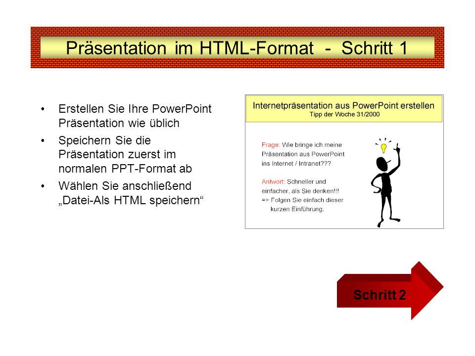 Präsentation im HTML-Format - Schritt 1