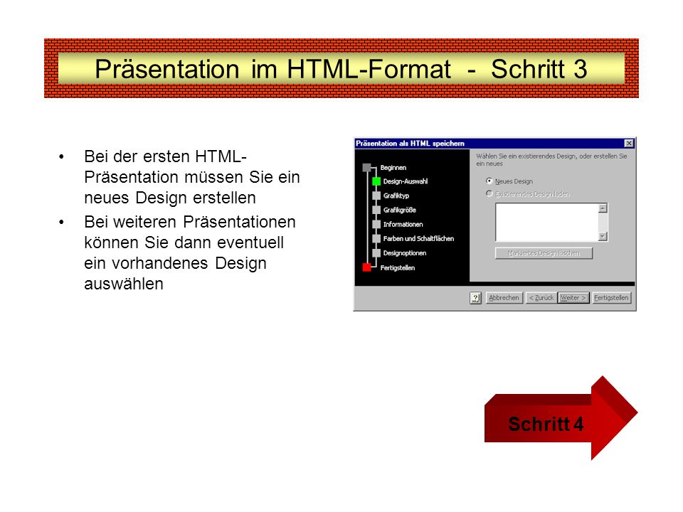 Präsentation im HTML-Format - Schritt 3