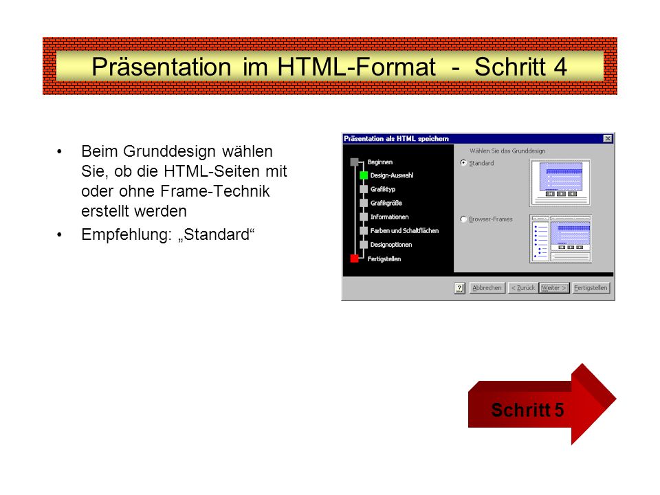 Präsentation im HTML-Format - Schritt 4