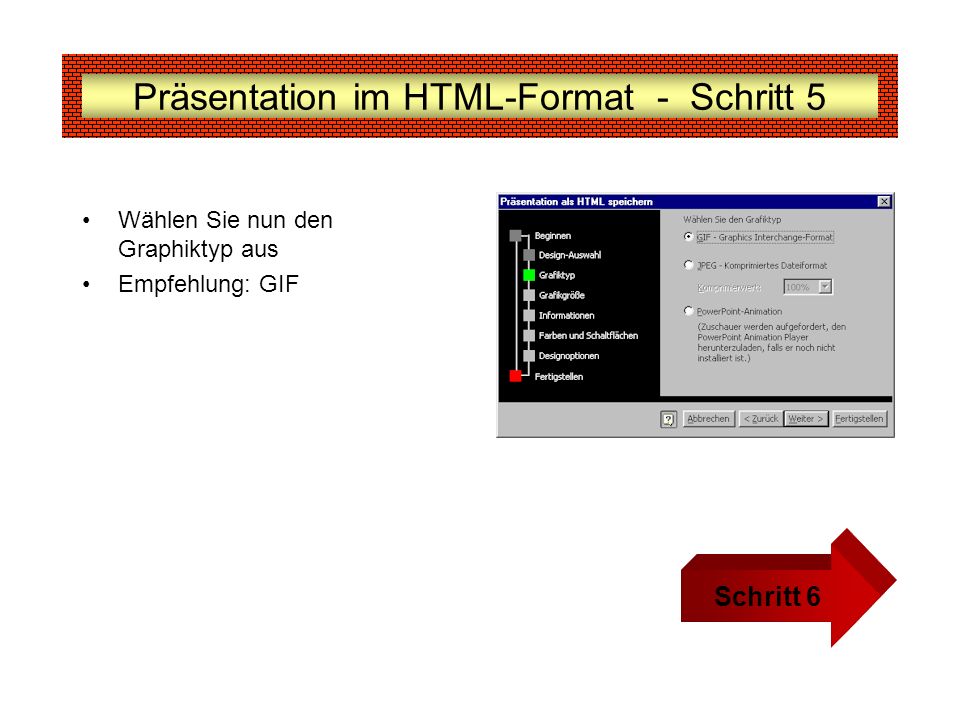 Präsentation im HTML-Format - Schritt 5
