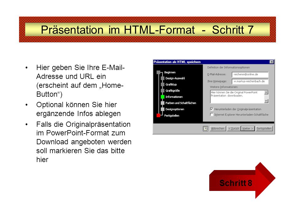 Präsentation im HTML-Format - Schritt 7