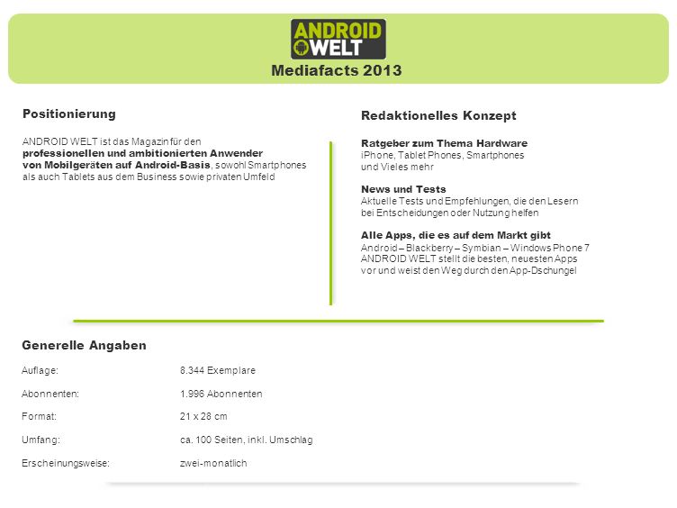 Mediafacts 2013 Positionierung Redaktionelles Konzept