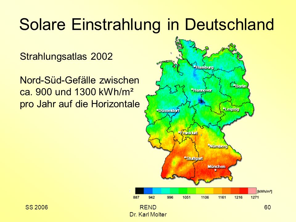 Solare Einstrahlung in Deutschland