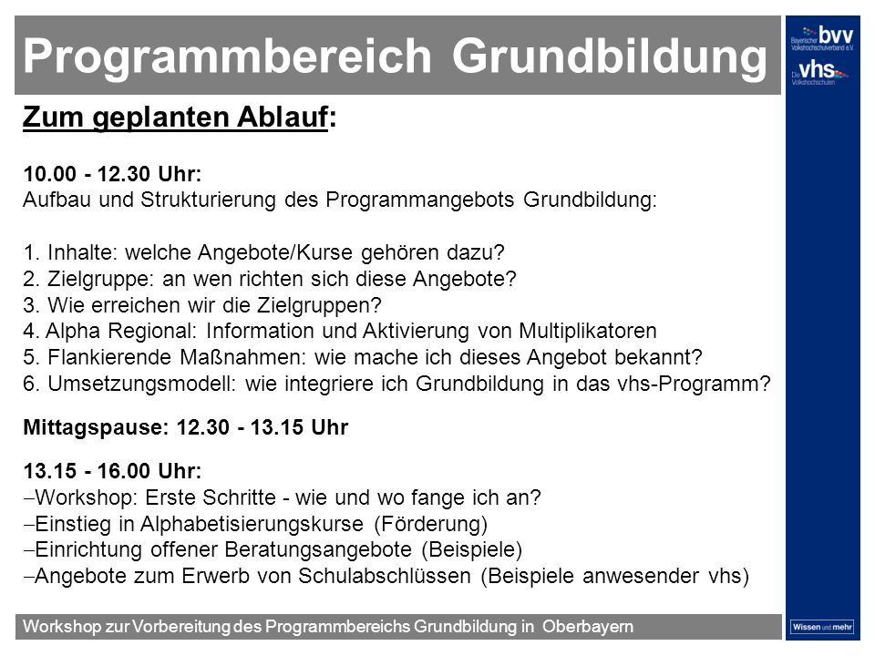 Programmbereich Grundbildung