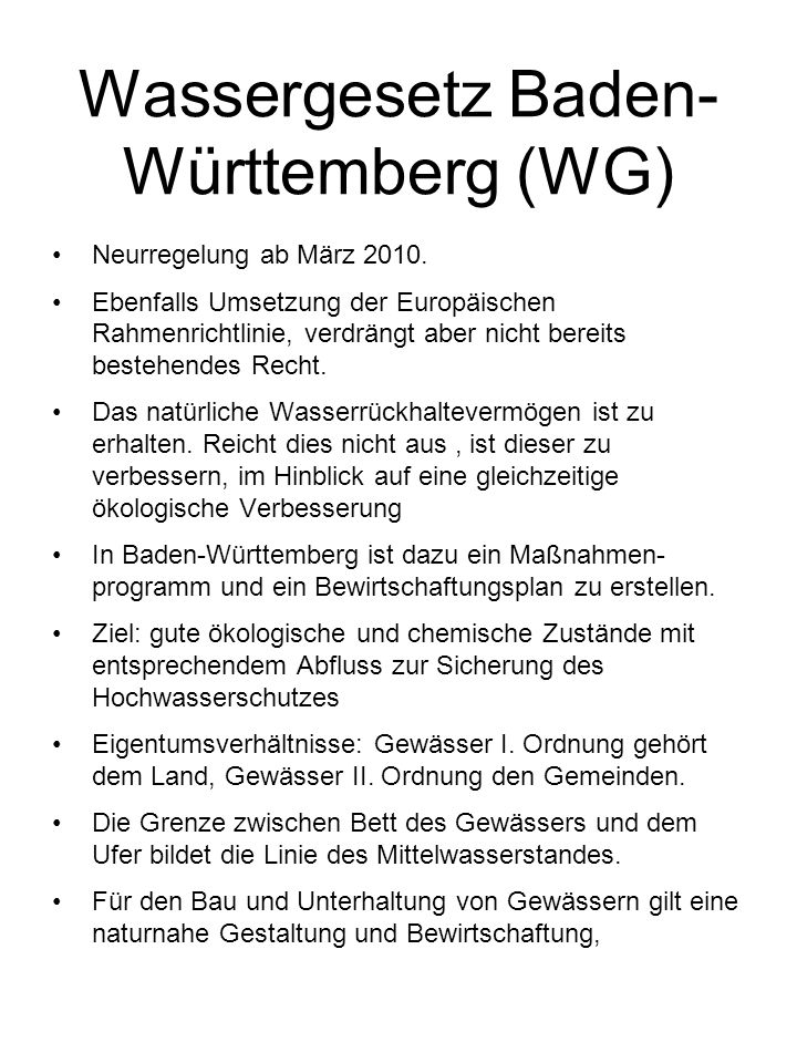 Wassergesetz Baden-Württemberg (WG)