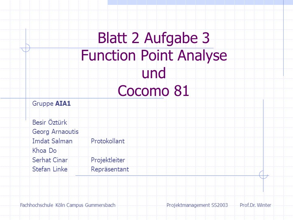 Blatt 2 Aufgabe 3 Function Point Analyse und Cocomo 81