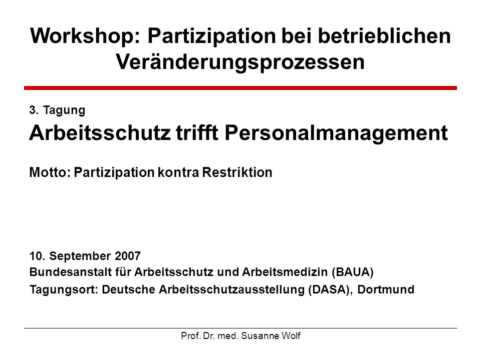 Workshop: Partizipation bei betrieblichen Veränderungsprozessen