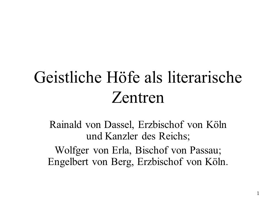Geistliche Höfe als literarische Zentren