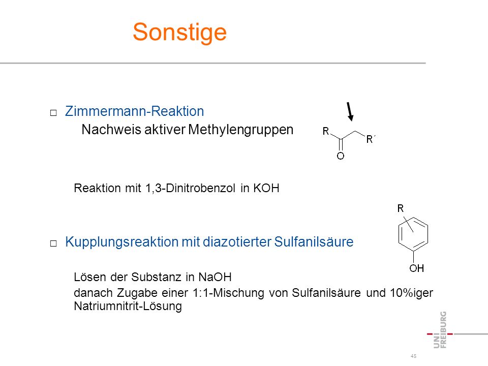 Sonstige Reaktion mit 1,3-Dinitrobenzol in KOH □ Zimmermann-Reaktion