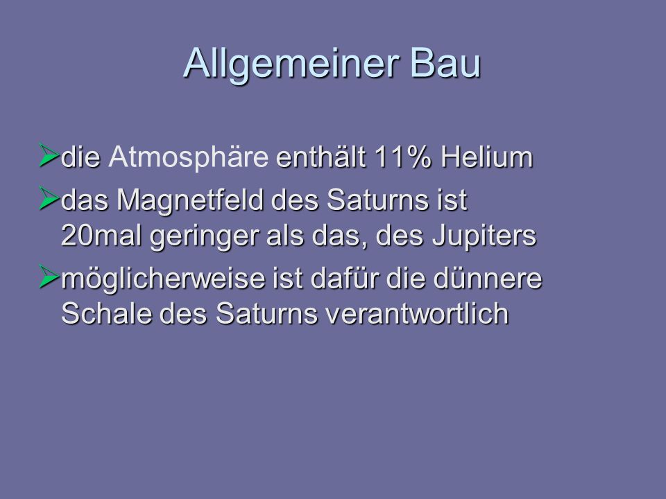 Allgemeiner Bau die Atmosphäre enthält 11% Helium