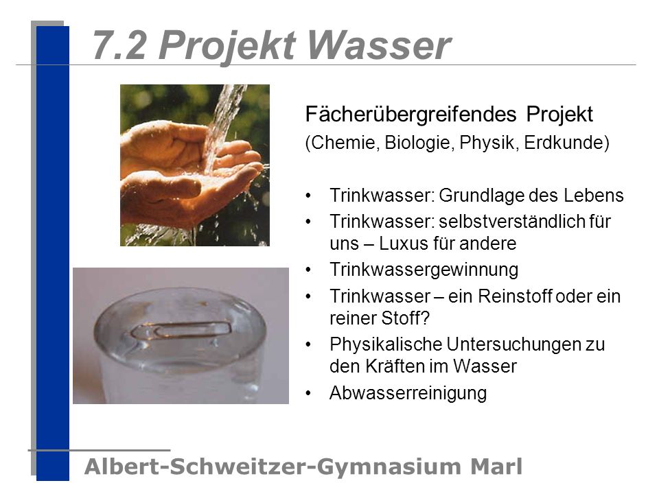 7.2 Projekt Wasser Fächerübergreifendes Projekt