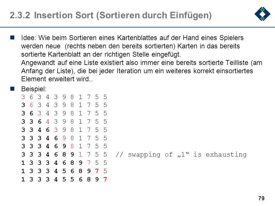 2.3.2 Insertion Sort (Sortieren durch Einfügen)