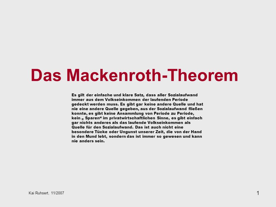 Das Mackenroth-Theorem