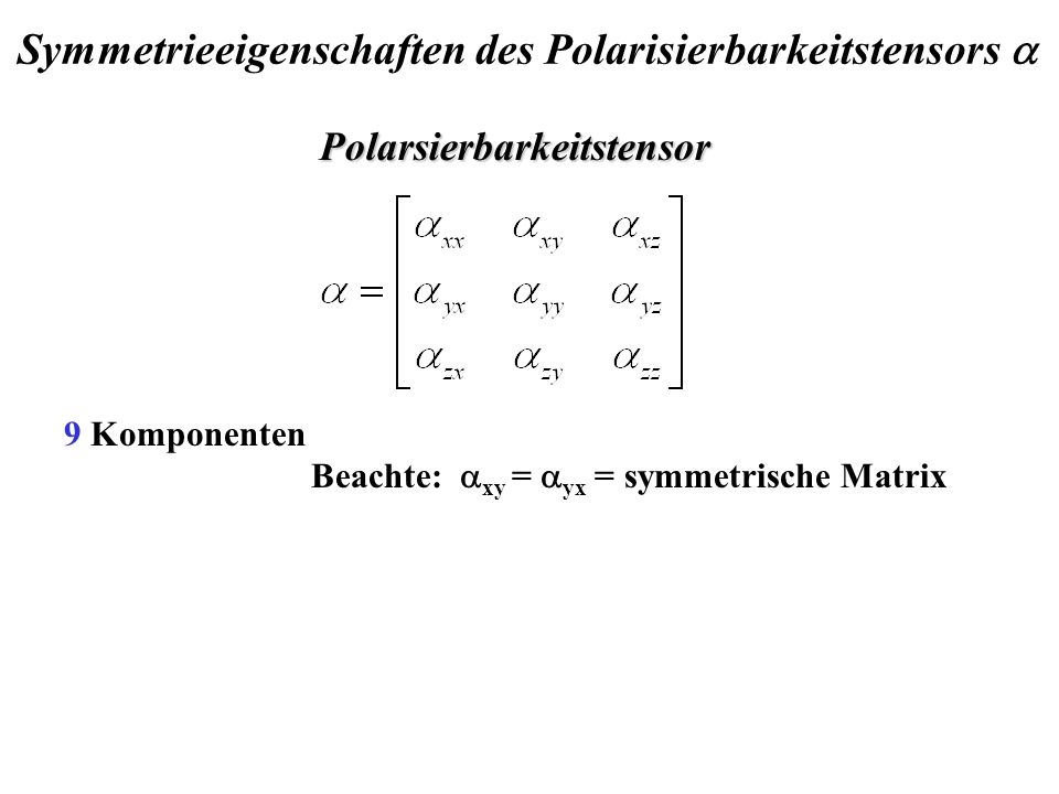 Symmetrieeigenschaften des Polarisierbarkeitstensors a