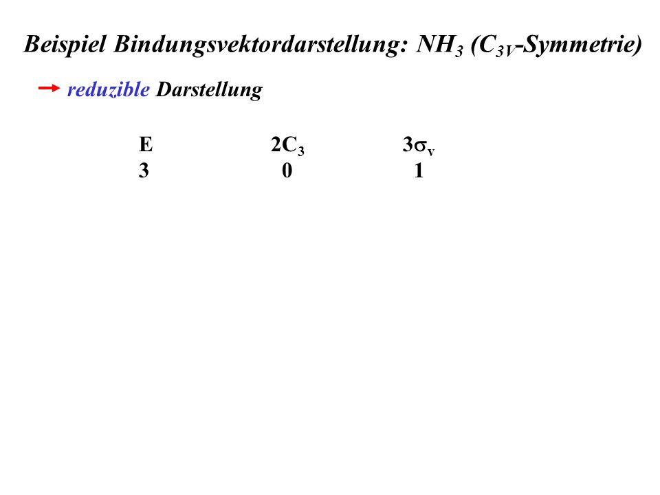Beispiel Bindungsvektordarstellung: NH3 (C3V-Symmetrie)