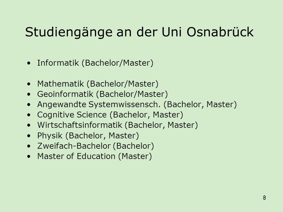 Studiengänge an der Uni Osnabrück