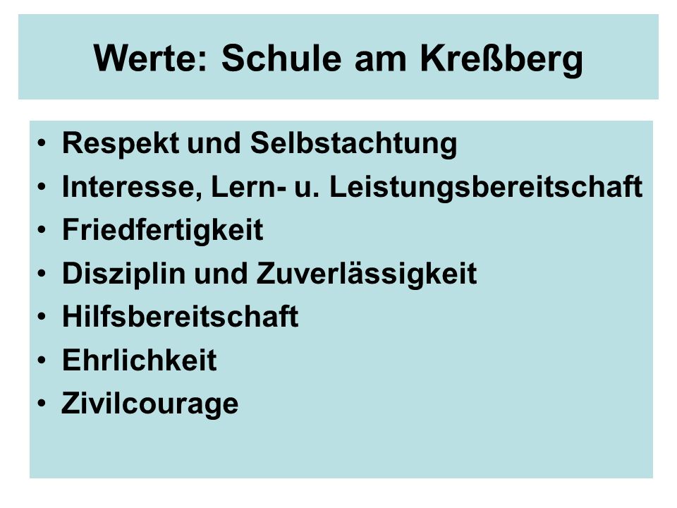 Werte: Schule am Kreßberg