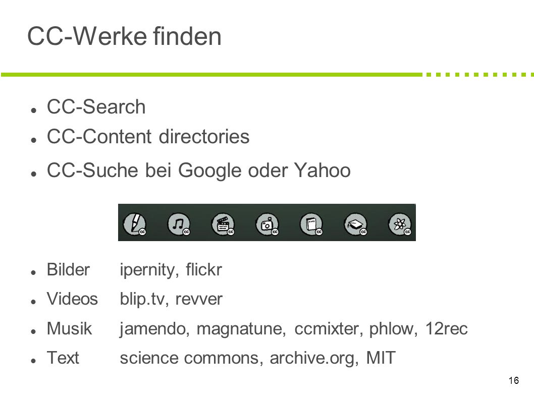 CC-Werke finden CC-Search CC-Content directories