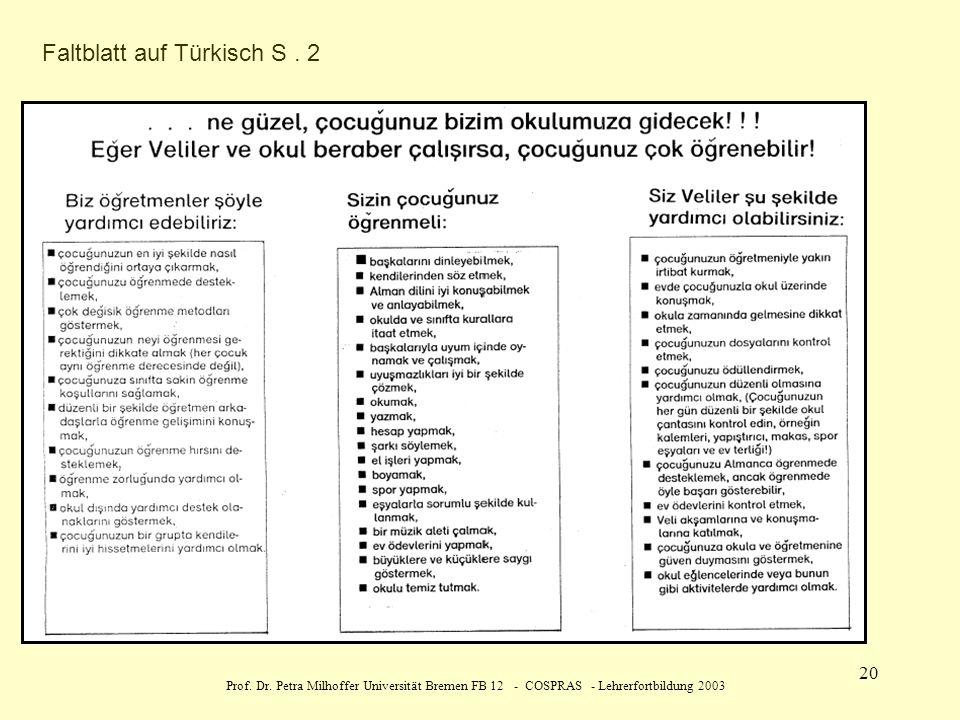 Faltblatt auf Türkisch S . 2
