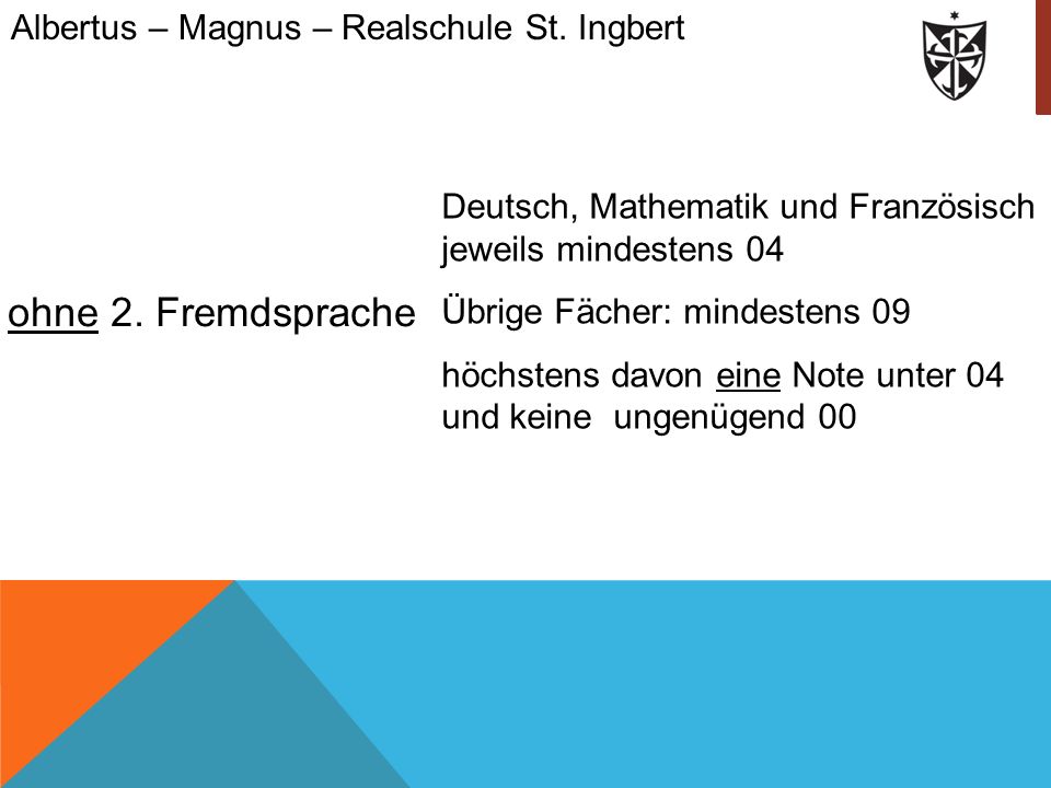 ohne 2. Fremdsprache Albertus – Magnus – Realschule St. Ingbert
