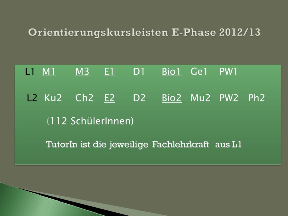 Orientierungskursleisten E-Phase 2012/13