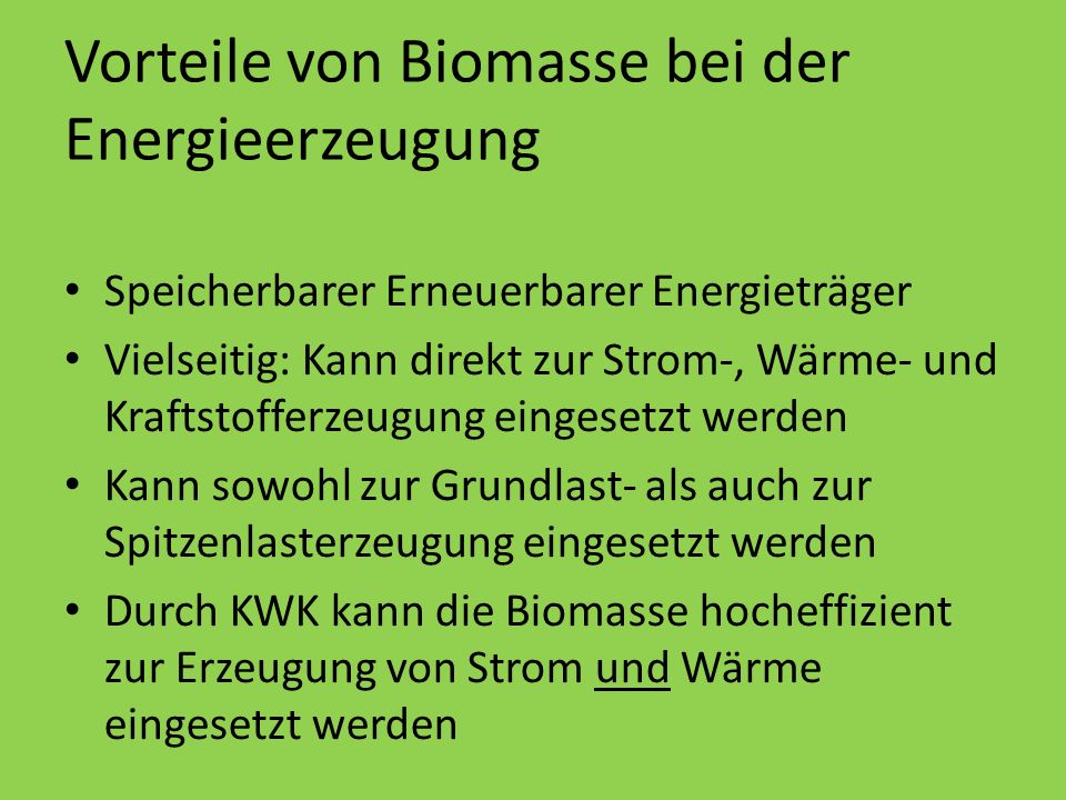 Vorteile von Biomasse bei der Energieerzeugung